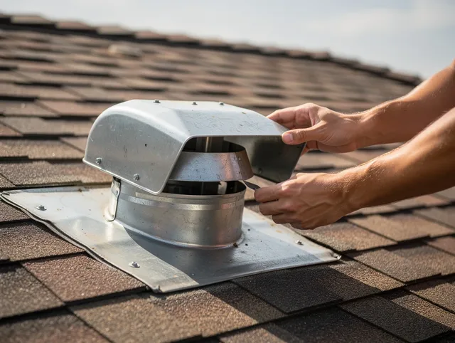 Hialeah Dryer Vent Cleaning certified technician safely cleaning a roof-mounted dryer vent in Hialeah